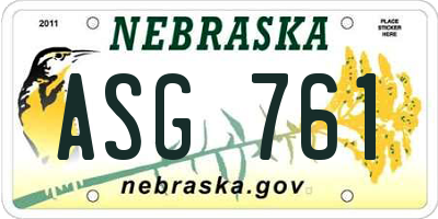 NE license plate ASG761