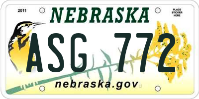 NE license plate ASG772