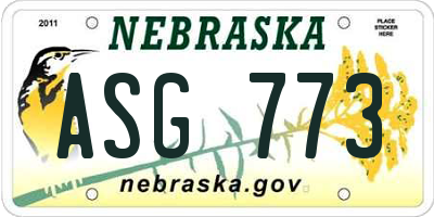 NE license plate ASG773