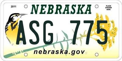 NE license plate ASG775