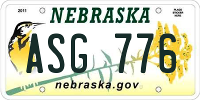 NE license plate ASG776