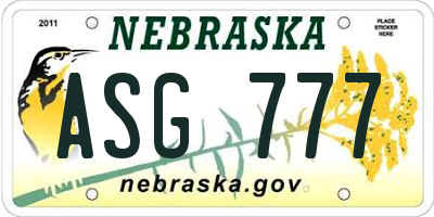 NE license plate ASG777