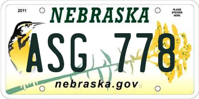 NE license plate ASG778