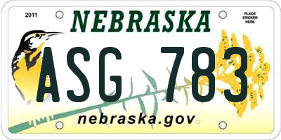 NE license plate ASG783
