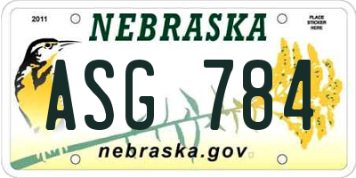 NE license plate ASG784