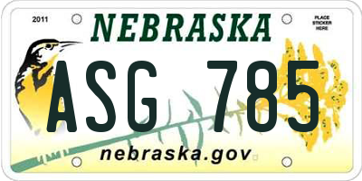 NE license plate ASG785