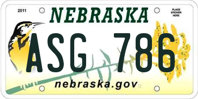 NE license plate ASG786