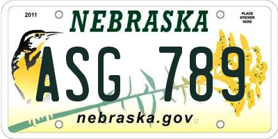 NE license plate ASG789