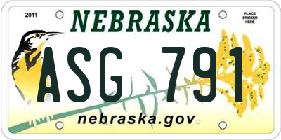 NE license plate ASG791