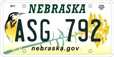 NE license plate ASG792