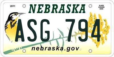 NE license plate ASG794