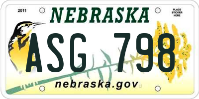 NE license plate ASG798