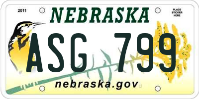 NE license plate ASG799