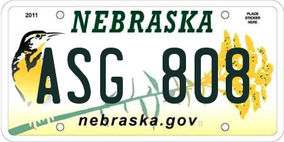 NE license plate ASG808
