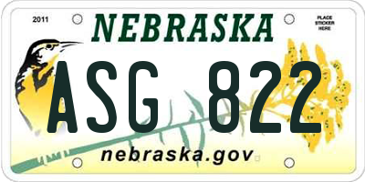 NE license plate ASG822