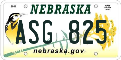 NE license plate ASG825