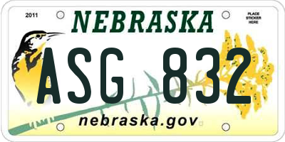 NE license plate ASG832