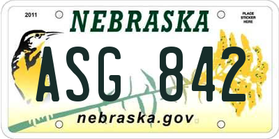NE license plate ASG842
