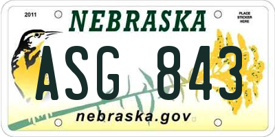 NE license plate ASG843
