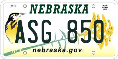 NE license plate ASG850