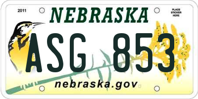 NE license plate ASG853