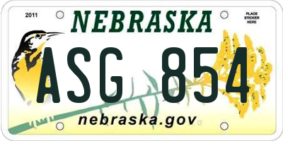 NE license plate ASG854