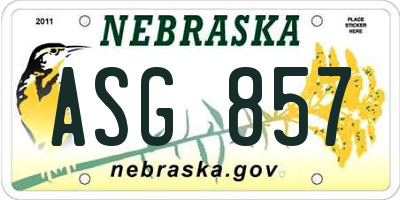 NE license plate ASG857