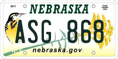 NE license plate ASG868