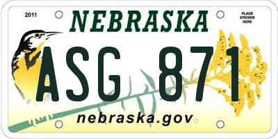 NE license plate ASG871