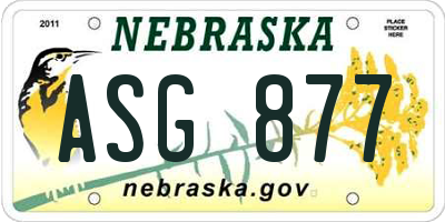 NE license plate ASG877