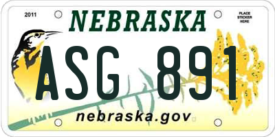 NE license plate ASG891