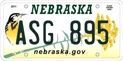 NE license plate ASG895