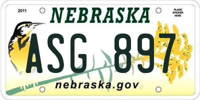 NE license plate ASG897