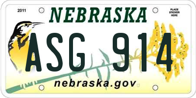 NE license plate ASG914