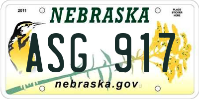 NE license plate ASG917