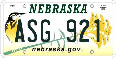 NE license plate ASG921