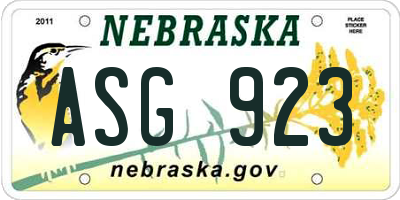 NE license plate ASG923