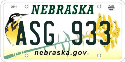 NE license plate ASG933