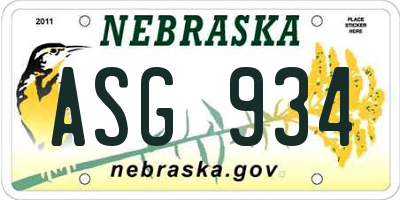 NE license plate ASG934