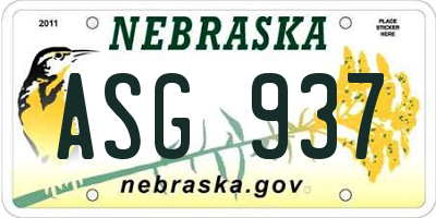 NE license plate ASG937