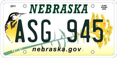 NE license plate ASG945
