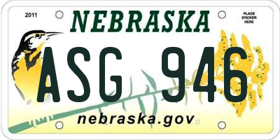 NE license plate ASG946