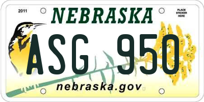 NE license plate ASG950