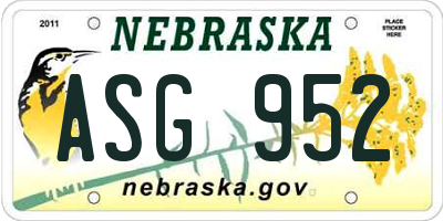 NE license plate ASG952