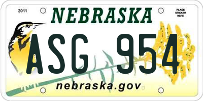 NE license plate ASG954