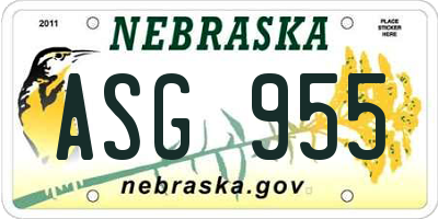 NE license plate ASG955