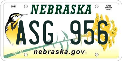 NE license plate ASG956