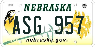 NE license plate ASG957