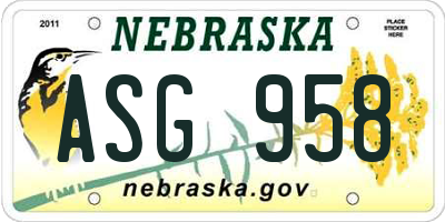 NE license plate ASG958