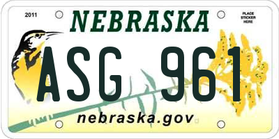 NE license plate ASG961